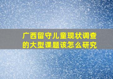 广西留守儿童现状调查的大型课题该怎么研究