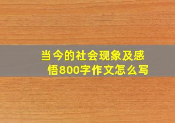 当今的社会现象及感悟800字作文怎么写