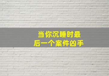 当你沉睡时最后一个案件凶手