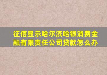 征信显示哈尔滨哈银消费金融有限责任公司贷款怎么办