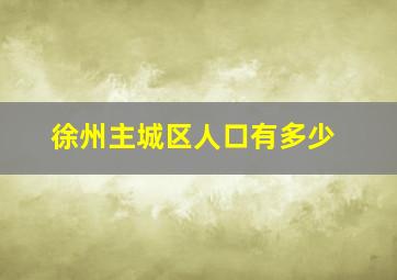 徐州主城区人口有多少