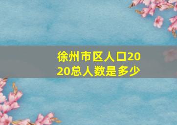 徐州市区人口2020总人数是多少