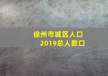 徐州市城区人口2019总人数口