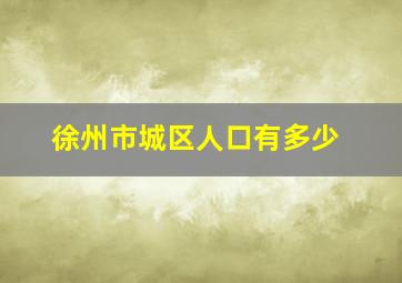 徐州市城区人口有多少