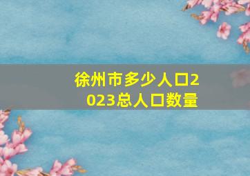 徐州市多少人口2023总人口数量