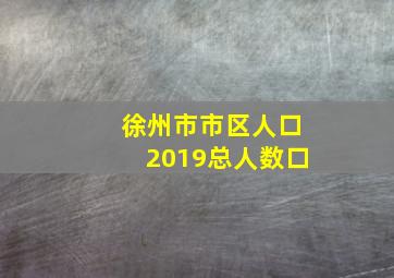 徐州市市区人口2019总人数口