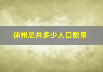 徐州总共多少人口数量