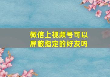 微信上视频号可以屏蔽指定的好友吗