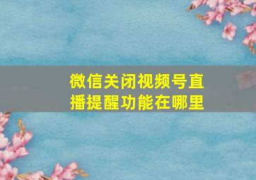 微信关闭视频号直播提醒功能在哪里