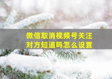 微信取消视频号关注对方知道吗怎么设置