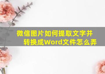 微信图片如何提取文字并转换成Word文件怎么弄