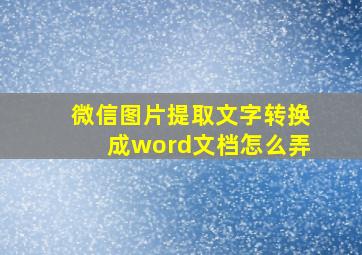 微信图片提取文字转换成word文档怎么弄