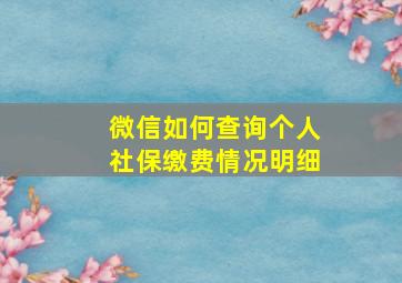 微信如何查询个人社保缴费情况明细