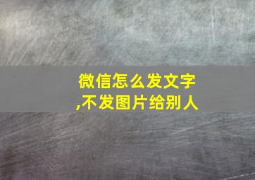 微信怎么发文字,不发图片给别人