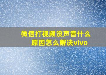 微信打视频没声音什么原因怎么解决vivo