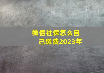 微信社保怎么自己缴费2023年