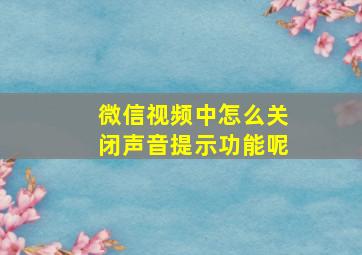 微信视频中怎么关闭声音提示功能呢