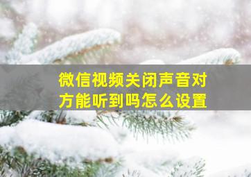 微信视频关闭声音对方能听到吗怎么设置