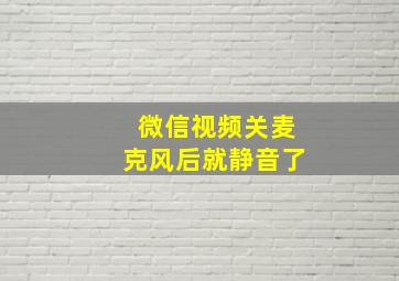 微信视频关麦克风后就静音了