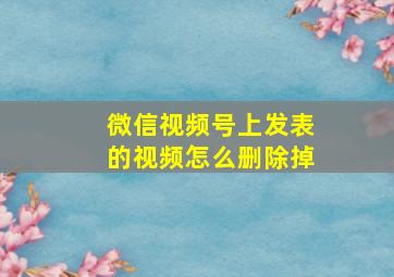 微信视频号上发表的视频怎么删除掉