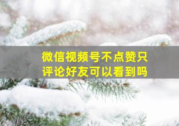 微信视频号不点赞只评论好友可以看到吗