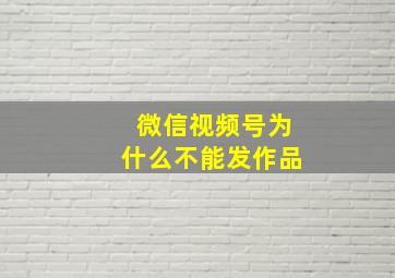 微信视频号为什么不能发作品