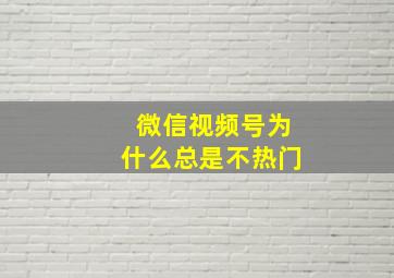 微信视频号为什么总是不热门