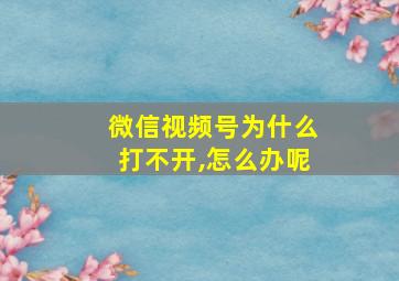 微信视频号为什么打不开,怎么办呢