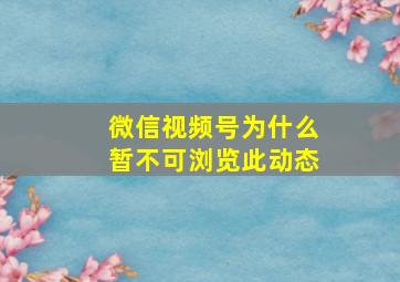 微信视频号为什么暂不可浏览此动态