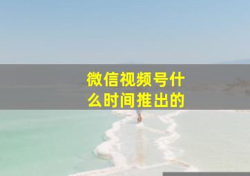 微信视频号什么时间推出的