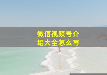 微信视频号介绍大全怎么写