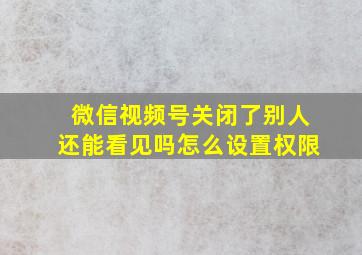 微信视频号关闭了别人还能看见吗怎么设置权限