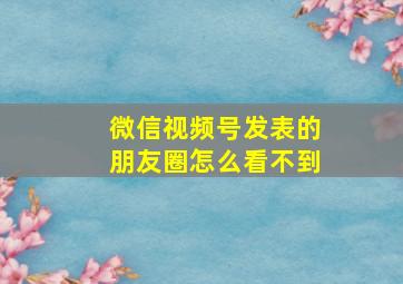 微信视频号发表的朋友圈怎么看不到