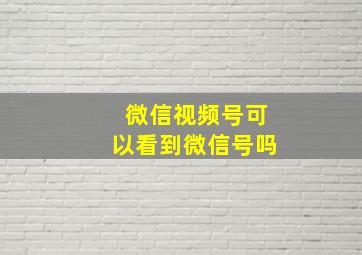 微信视频号可以看到微信号吗