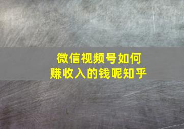 微信视频号如何赚收入的钱呢知乎