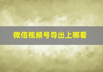 微信视频号导出上哪看