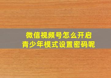 微信视频号怎么开启青少年模式设置密码呢