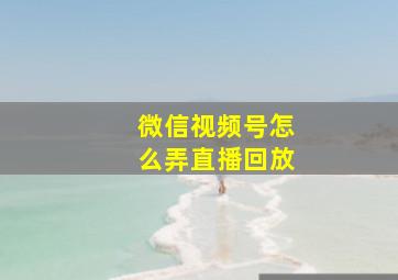 微信视频号怎么弄直播回放