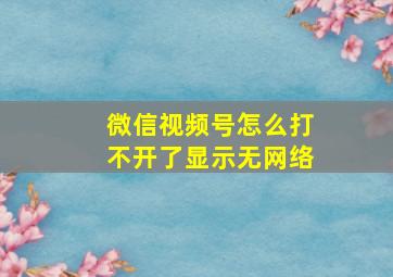 微信视频号怎么打不开了显示无网络