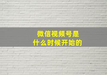 微信视频号是什么时候开始的