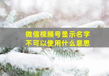 微信视频号显示名字不可以使用什么意思