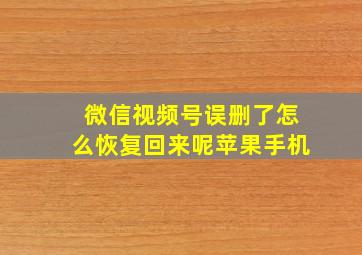 微信视频号误删了怎么恢复回来呢苹果手机