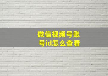 微信视频号账号id怎么查看