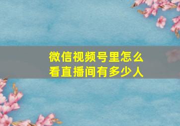 微信视频号里怎么看直播间有多少人