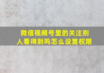 微信视频号里的关注别人看得到吗怎么设置权限