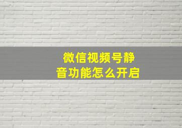 微信视频号静音功能怎么开启