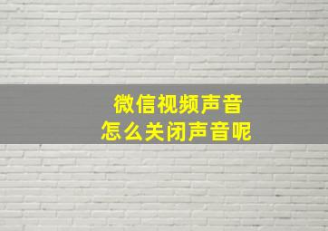 微信视频声音怎么关闭声音呢