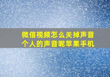 微信视频怎么关掉声音个人的声音呢苹果手机