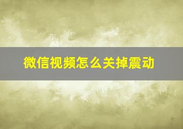 微信视频怎么关掉震动