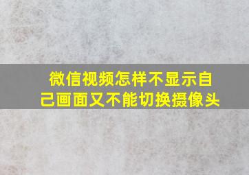 微信视频怎样不显示自己画面又不能切换摄像头